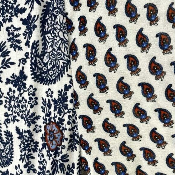 Zara Boho Paisley Peasant Tunic Top Navy White S - Picture 5 of 8